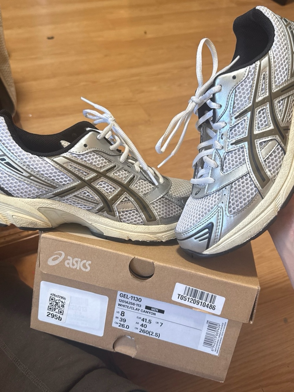 Asics men Athletic Running Shoes - Silver and White